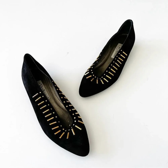 D’Rossana by Charm Vintage 80s Vintage Suede Mini Wedge Size 6 Narrow Italy Gold - Picture 5 of 10